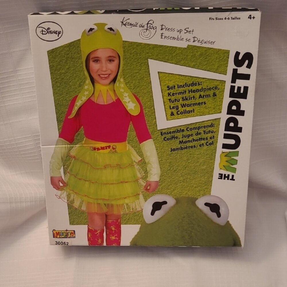 Muppets Kermit the Frog Disney Costume Dress-up 7-pc Set - Size 4-6 - NIB